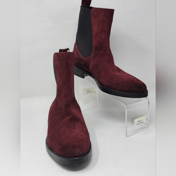 Emanuele Crasto Women's Sz 40 Mid Calf Burgundy Leather Boots Made In Italy New - Picture 3 of 9